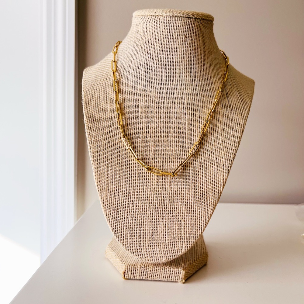 14k gold paper clip chain necklace in 18 inches